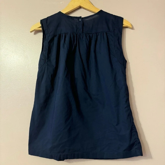 J.Crew Embroidered Windowpane Navy Blue Sleeveless Tank Womens Size  4 - Picture 5 of 6